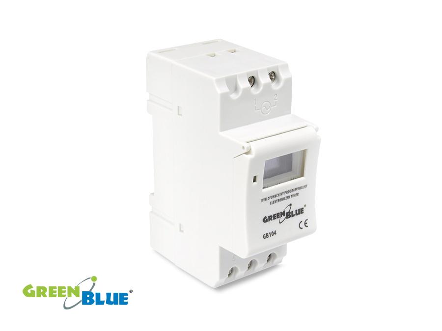 Tidsafbryder - digital timer til DIN-skinne GreenBlue GB104 16 programmer maks. 240 programmer