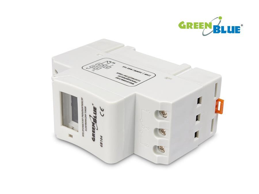 Tidsafbryder - digital timer til DIN-skinne GreenBlue GB104 16 programmer maks. 240 programmer