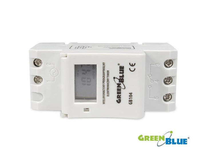Tidsafbryder - digital timer til DIN-skinne GreenBlue GB104 16 programmer maks. 240 programmer