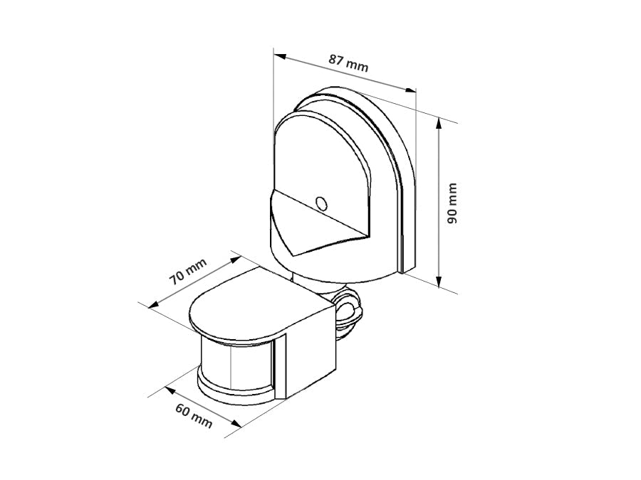 Maclean vægmonteret bevægelses- og skumringsensor, 180°, maks. 1200 W, hvid, MCE25 W