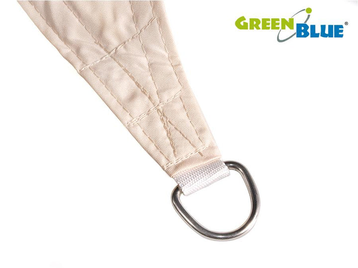 Haveparasol med UV-beskyttelse, polyester, 3,6 m, trekantet, GreenBlue GB500, cremefarvet, vandafvisende overflade