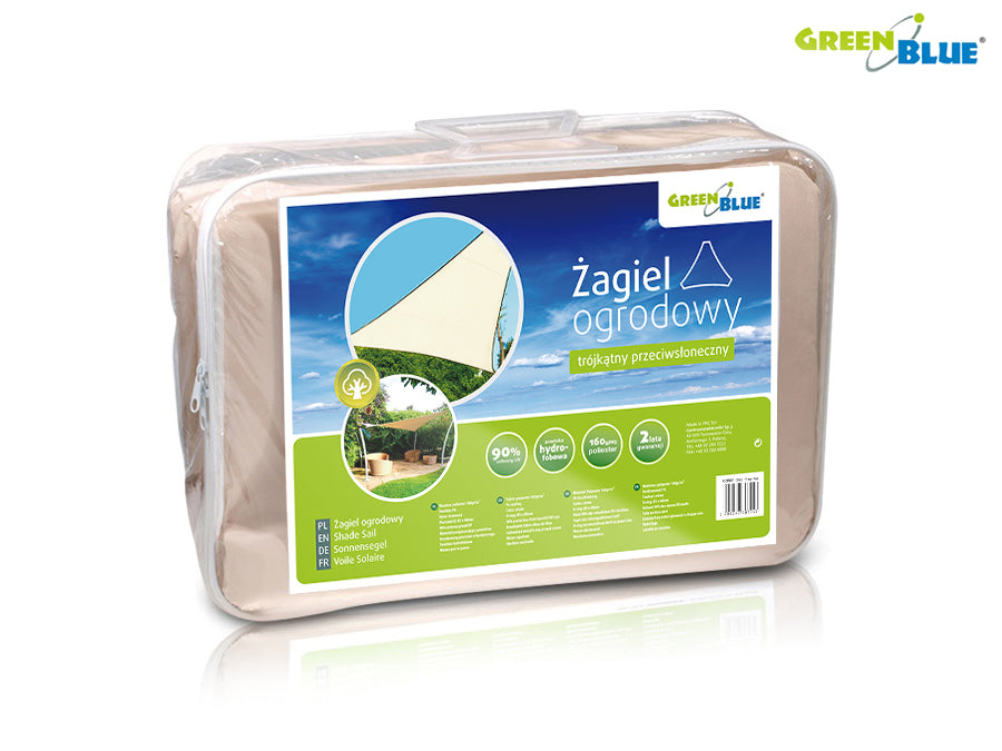 Havebaldakin UV-beskyttende polyester 5 m trekantet GreenBlue GB502 cremefarvet