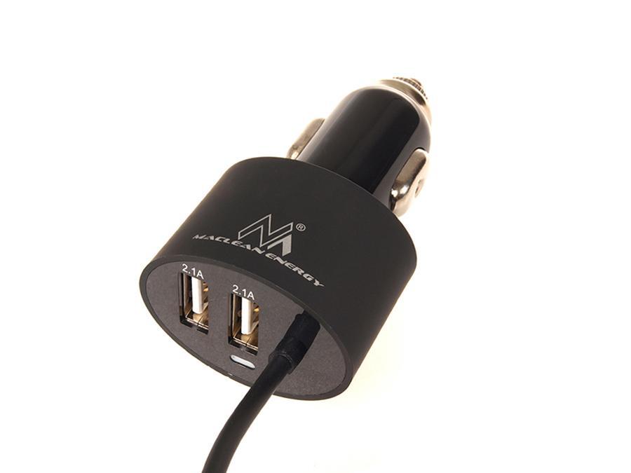 Maclean biloplader, Lightning-spiral, 2xUSB, 5,2A, 1,8 m, MCE76