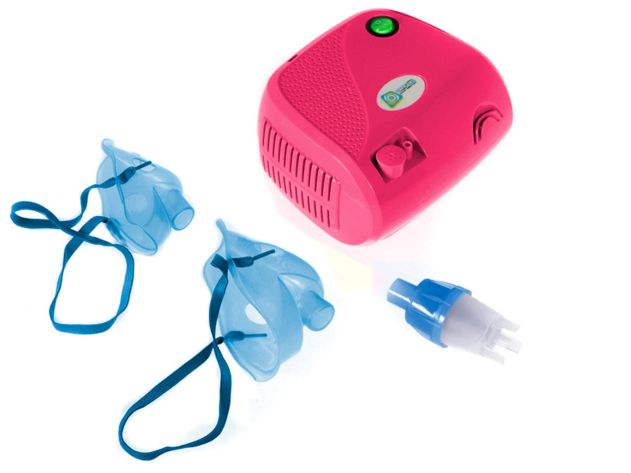 Inhalator med stempelkompressor BR-CN116B Omnibus lyserød