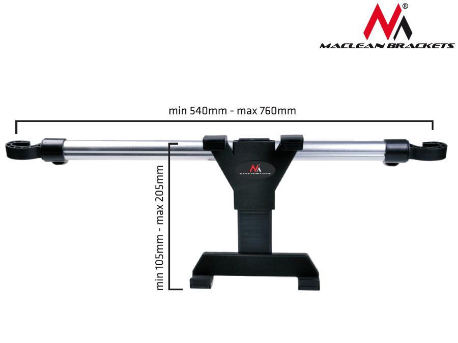 Bilholder til tablet, montering på nakkestøtte, universal, 7-10,1'', Maclean MC-657