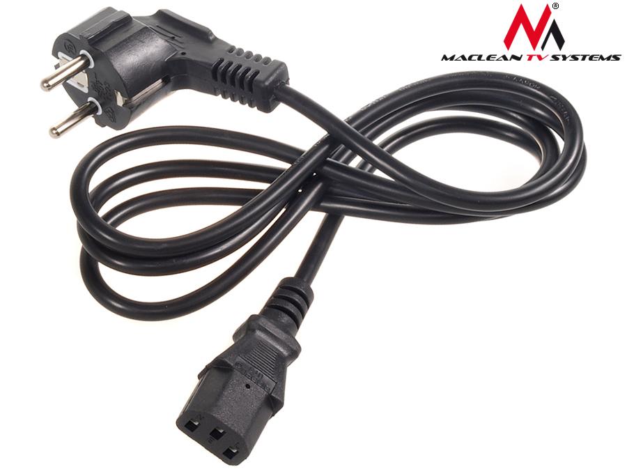 Maclean strømkabel, 3-polet, IEC C13, EU-stik, 1,5 m, MCTV-691