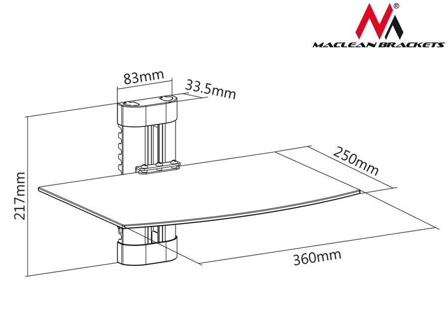 Maclean DVD-hyldeholder, enkelt, 8 kg, MC-663