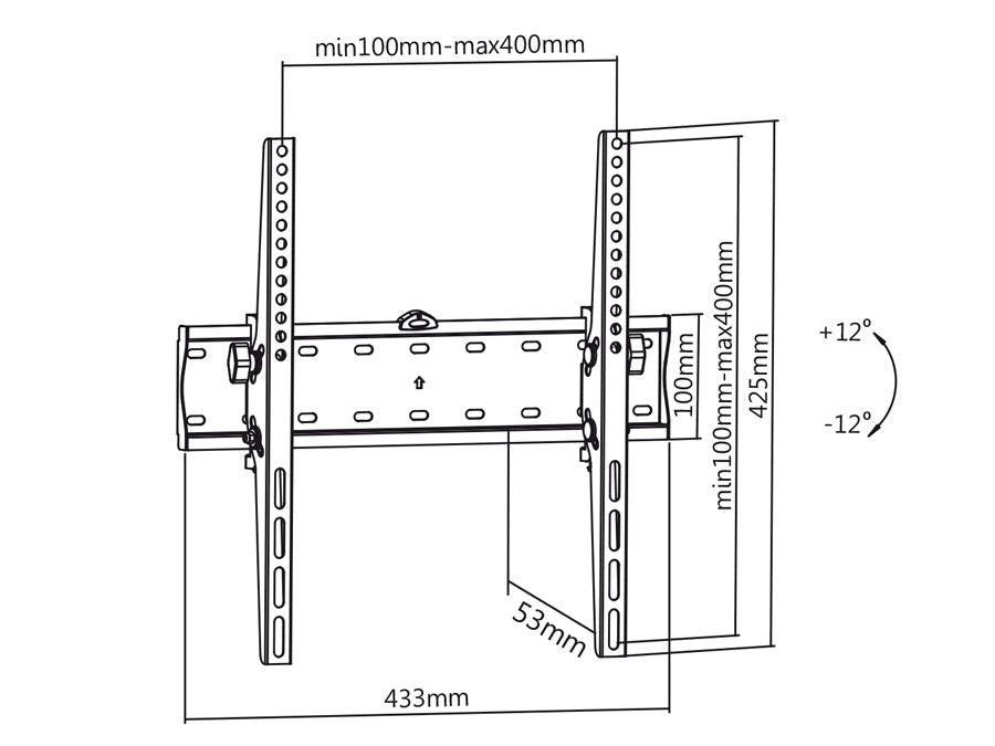 Maclean tv-beslag, maks. VESA 400x400, 32-75", op til 40 kg, sort, MC-665