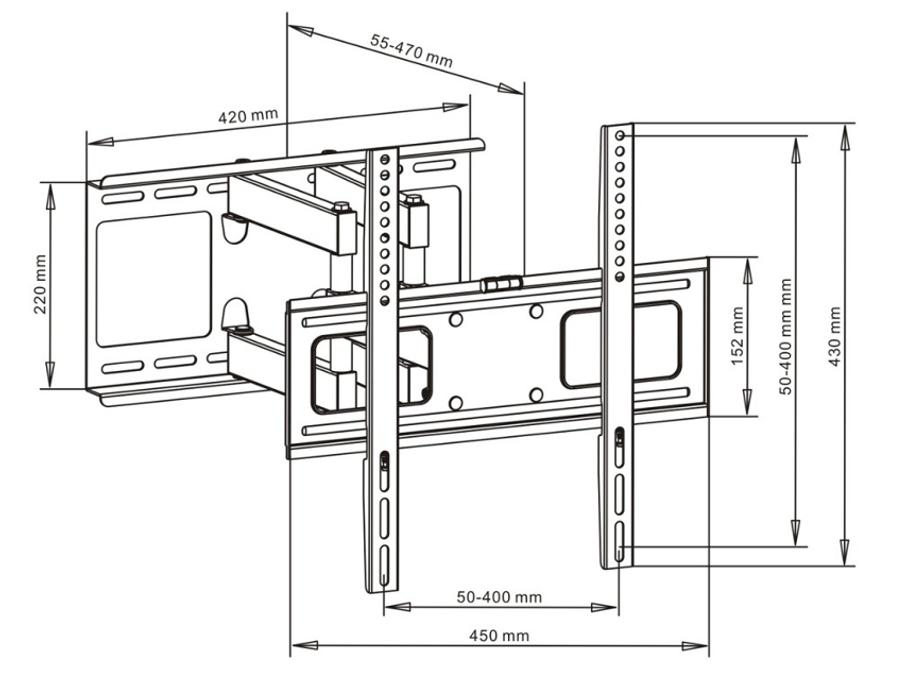 Art-holder til LED/LCD/plasma-tv, på arm, 23-55", 45 kg, AR-70