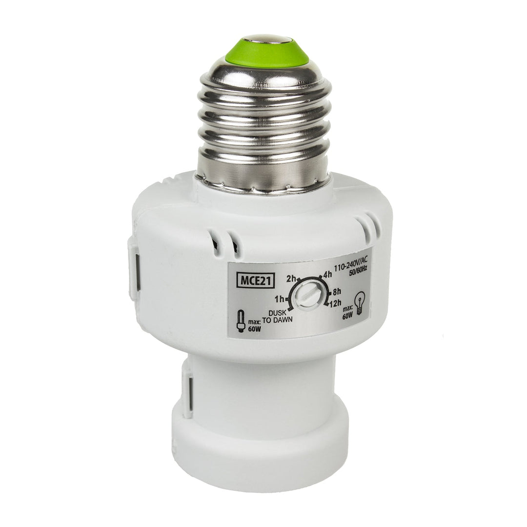Maclean pæreholder, E27, maks. 100 W, med skumringssensor, timer, farve: hvid, MCE21W