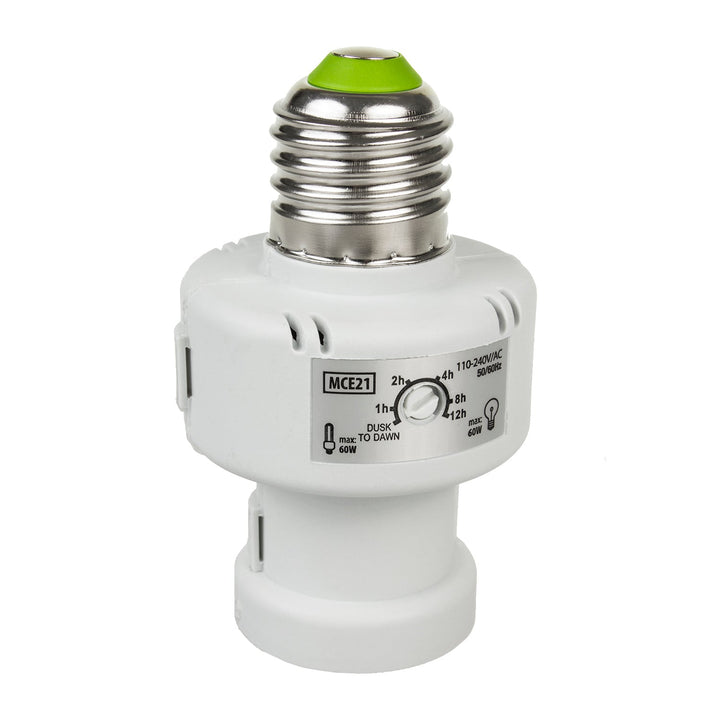Maclean pæreholder, E27, maks. 100 W, med skumringssensor, timer, farve: hvid, MCE21W