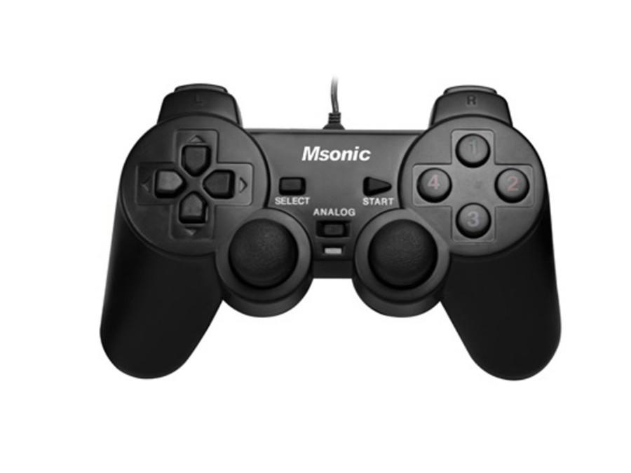 Gamepad Msonic MN3329BK sort vibrationsfunktion, 10 knapper