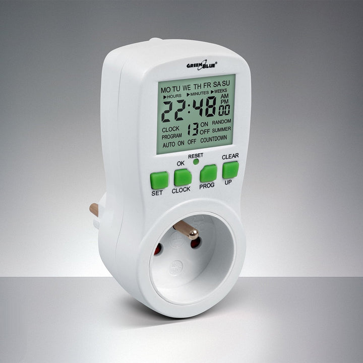 Tidsur - digital timer GreenBlue GB107 16 programmer maks. 240 programmer