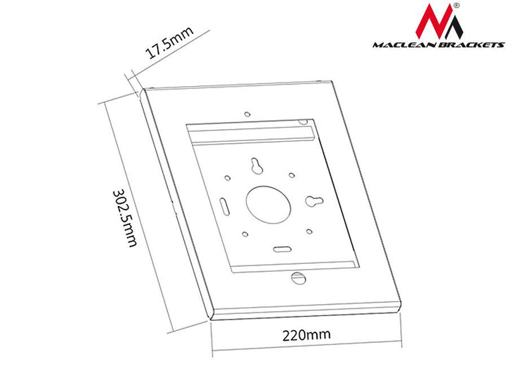 Universal reklamestativ til iPad 2/3/4/Air/Air2 Maclean, metalhus, tyverisikring, vægmontering MC-676