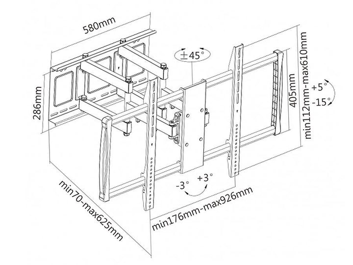Maclean-holder, Til tv, Max vesa 800x600,600X900, Til flade og buede skærme, 60-100", Op til 80 kg, MC-679