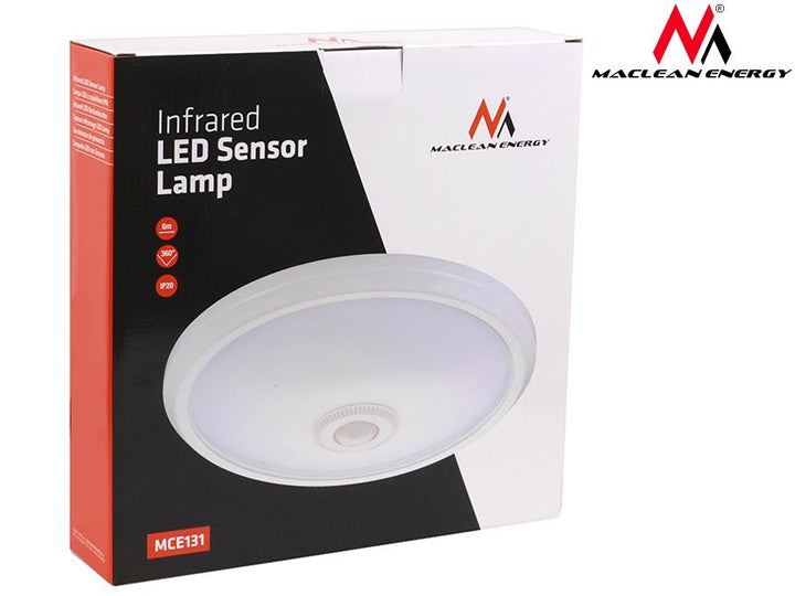 LED-loftslampe med bevægelsessensor Maclean, PIR-sensor, rækkevidde 6 m, 12 W, neutral hvid farve (4000 K), MCE131