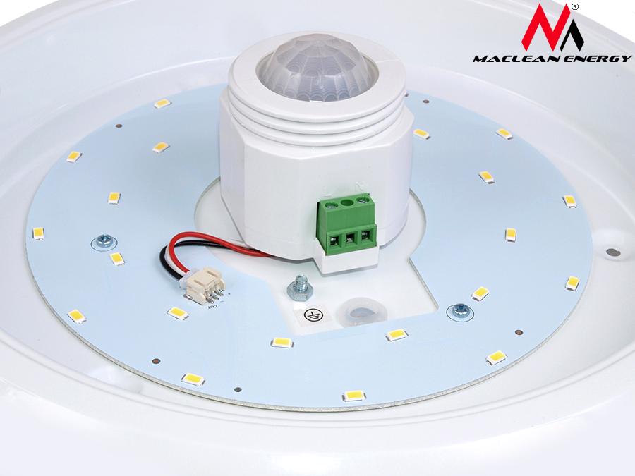 LED-loftslampe med bevægelsessensor Maclean, PIR-sensor, rækkevidde 6 m, 12 W, neutral hvid farve (4000 K), MCE131