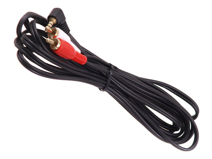 Maclean 3,5 mm mini-jack vinkelkabel, 2 RCA, 3 m, sort, MCTV-825