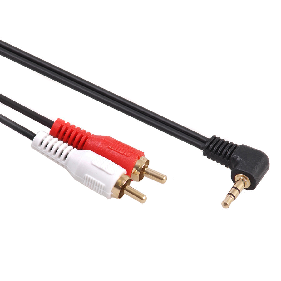 Maclean 3,5 mm mini-jack vinkelkabel, 2 RCA, 3 m, sort, MCTV-825