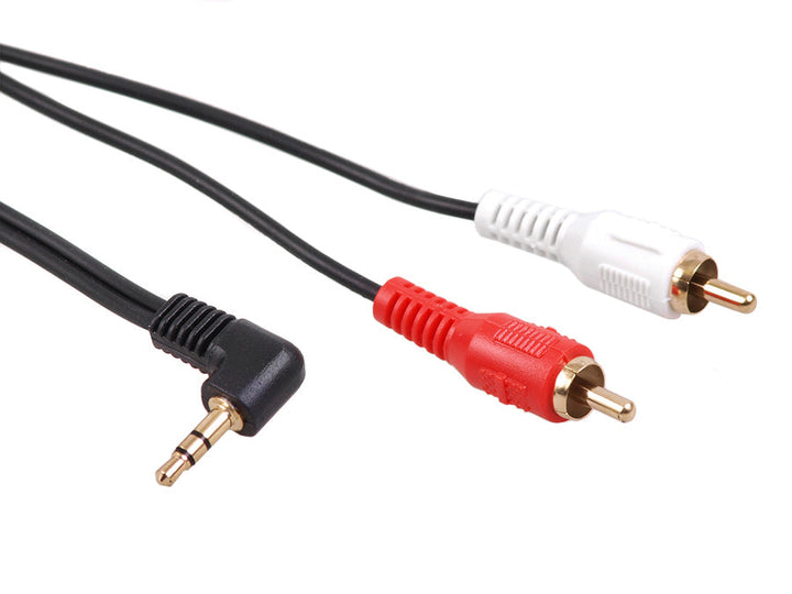 Maclean 3,5 mm mini-jack vinkelkabel, 2 RCA, 3 m, sort, MCTV-825