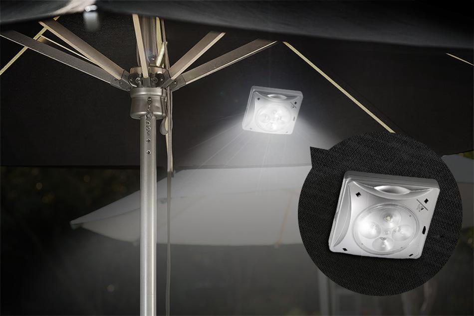 Højkvalitets solcellelampe med skumringssensor til parasol Maclean MCE124