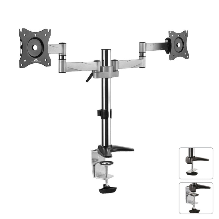 Maclean bordholder til to LCD-skærme, aluminium, 13-27", 8 kg, MC-714