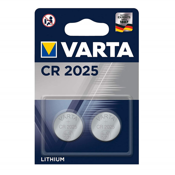 2x Varta CR 2025 lithium-batterier, høj kvalitet, 3V