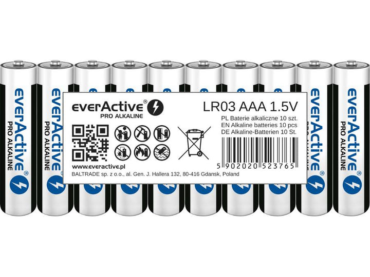 10x LR03 AAA ALKALISKE BATTERIER EverActive