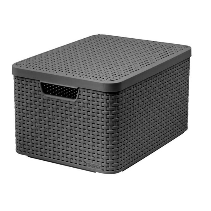 Curver kurv, universal, med låg, grå, Rattan Style L
