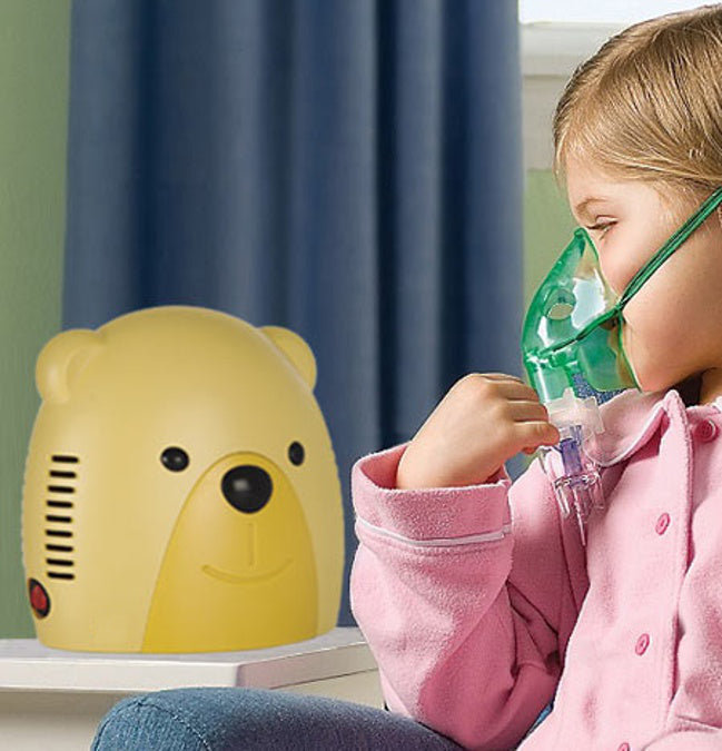 Inhalator til børn Promedix, bjørn, nebulisator-sæt, masker, filtre, PR-811