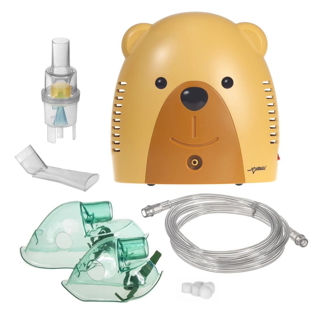 Inhalator til børn Promedix, bjørn, nebulisator-sæt, masker, filtre, PR-811