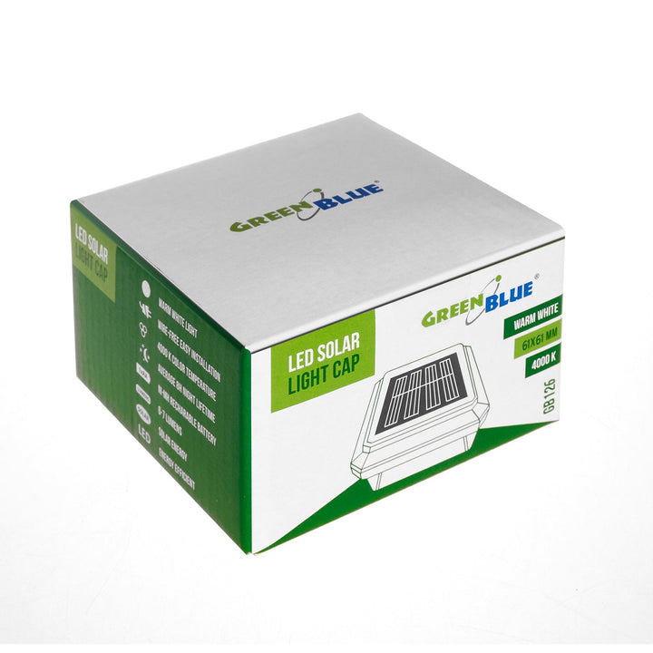 GreenBlue LED-solcellelampe til stolpe, 60 x 60 mm, kuppelformet tag, GB126