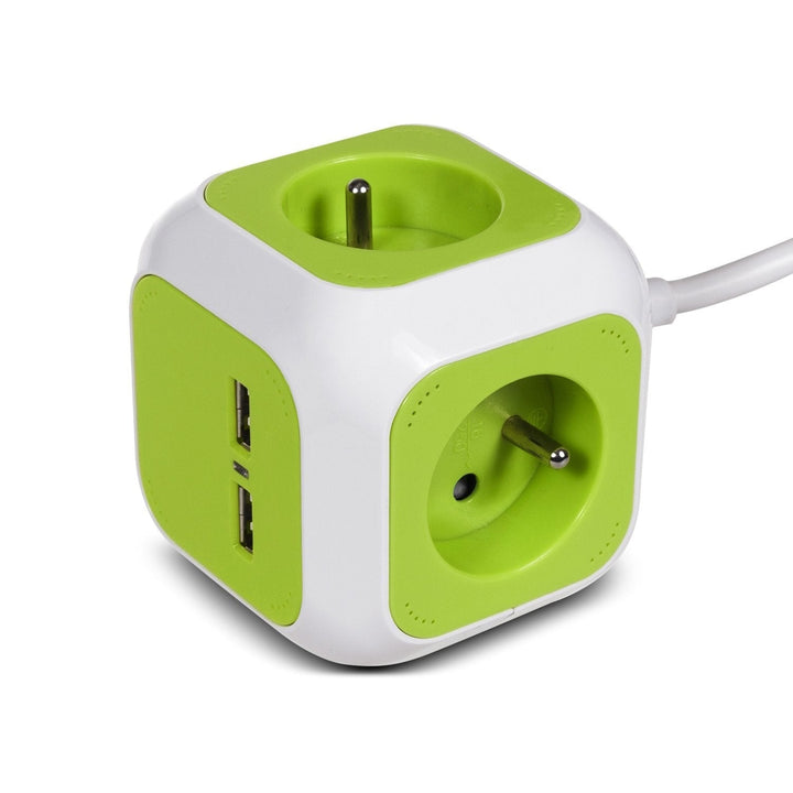 MagicCube firdobbelt stikkontakt GreenBlue, 2 USB-indgange, 1,4 m, GB118
