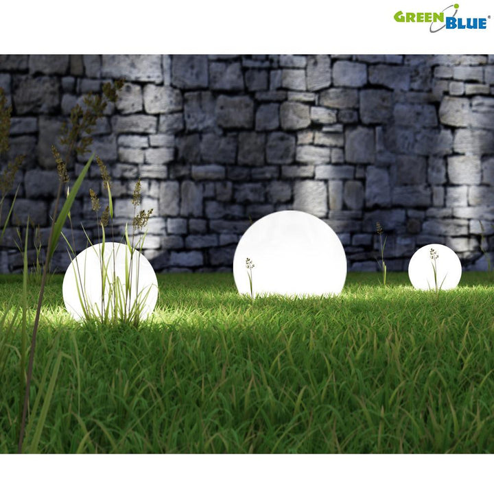 GreenBlue solcellelampe, fritstående, have, kugleformet 25x25x58 cm, hvid LED, GB166