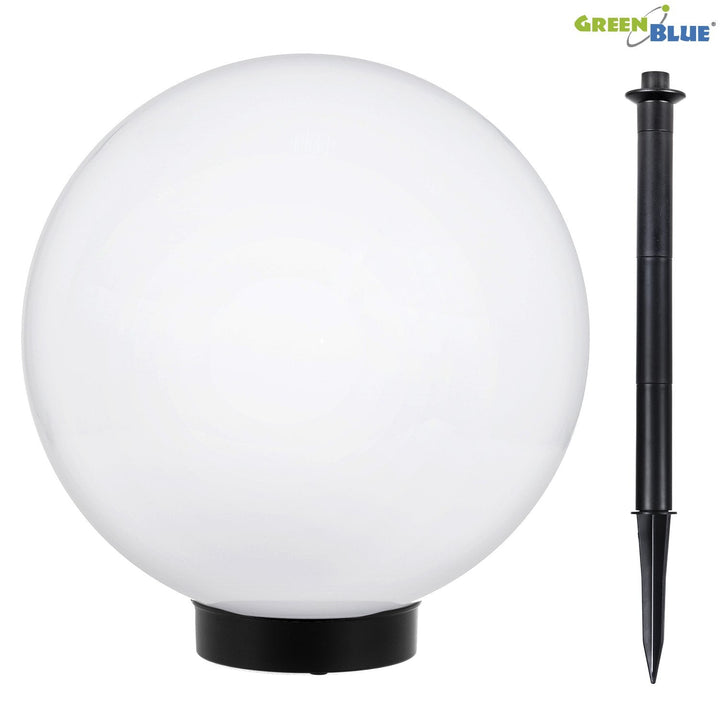 GreenBlue solcellelampe, fritstående, have, kugleformet 25x25x58 cm, hvid LED, GB166