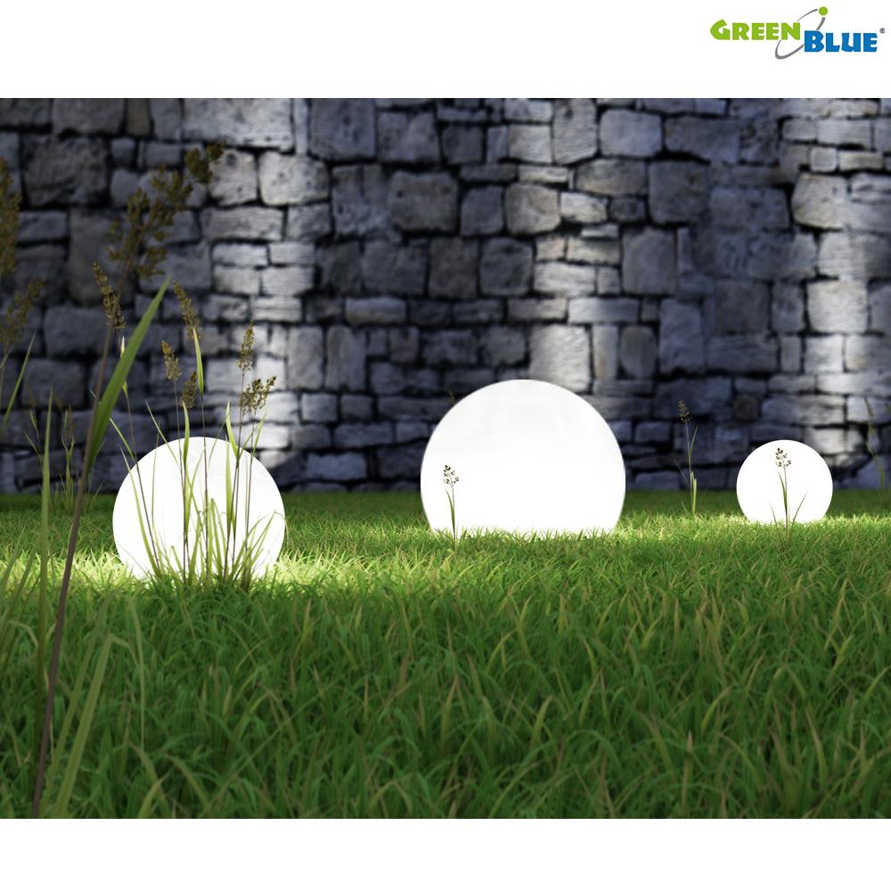 GB168 solcelledrevet fritstående havelampe – kugle 30x30x63 cm, hvid LED