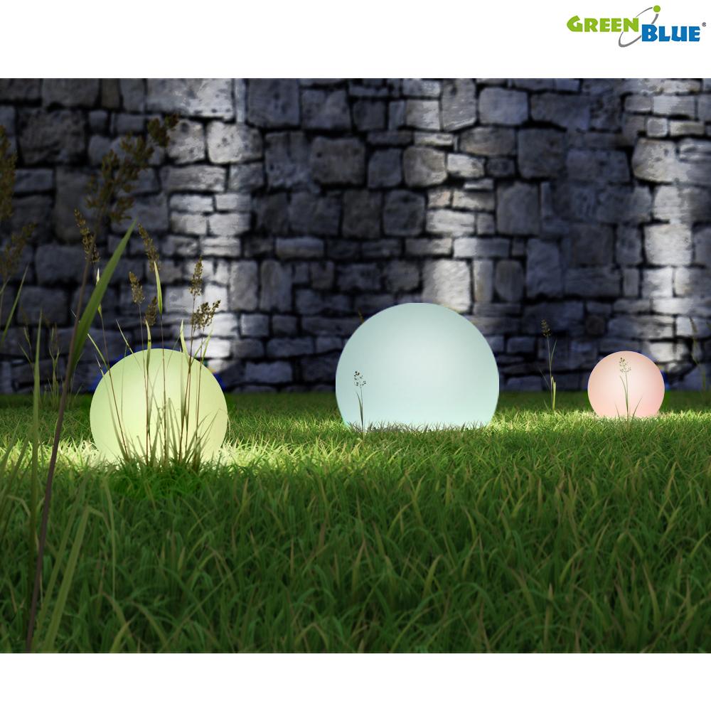 Fritstående solcellelampe til haven GB167 – kugle 30x30x63 cm, farvet LED