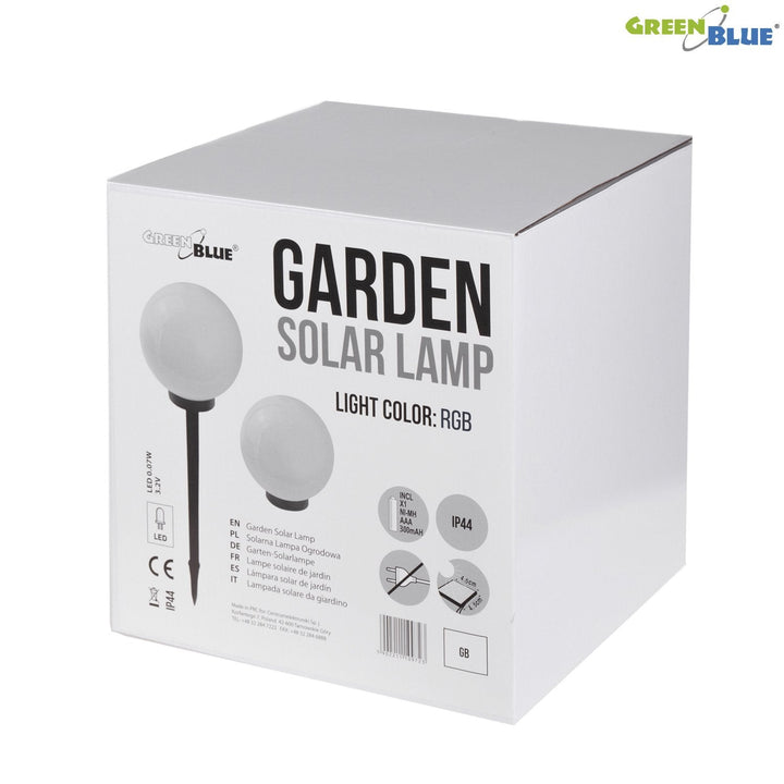 Fritstående solcellelampe til haven GB167 – kugle 30x30x63 cm, farvet LED