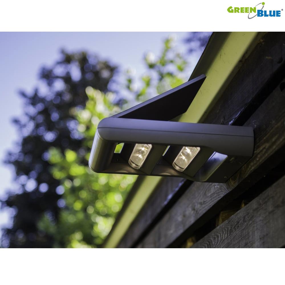 GreenBlue GB131 LED 12W solcellelampe til vægmontering – to uafhængige lysretninger