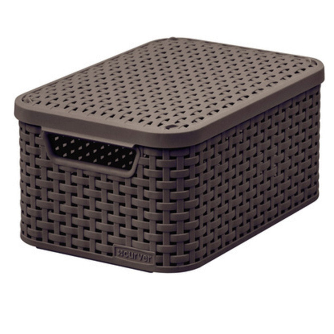 Curver kurv, universal, med låg, mørkebrun, Rattan Style S