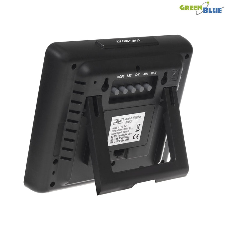 Vejrstation, ur, kalender, månefase GreenBlue GB148B sort