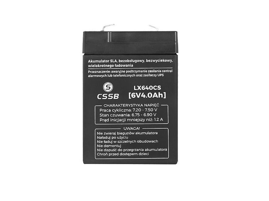 Gelbatteri, vedligeholdelsesfri, lang levetid, 6V 4Ah, LX640