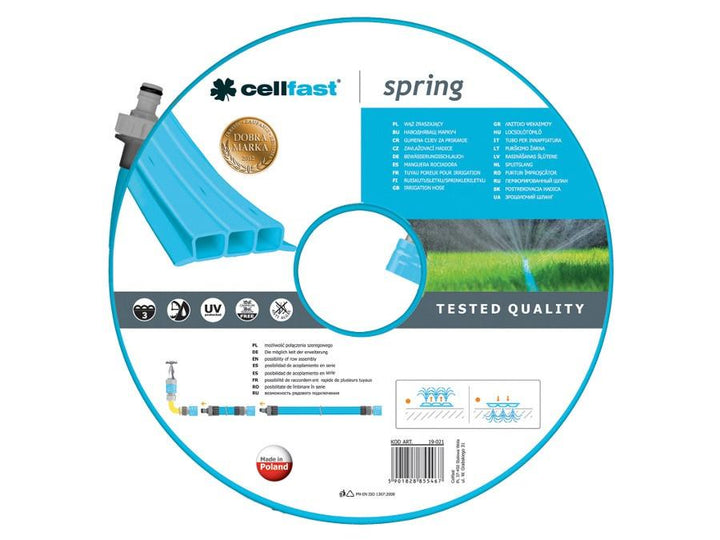 Cellfast sprinklerslange, trekanals, UV-bestandig, 7,5 m, Spring