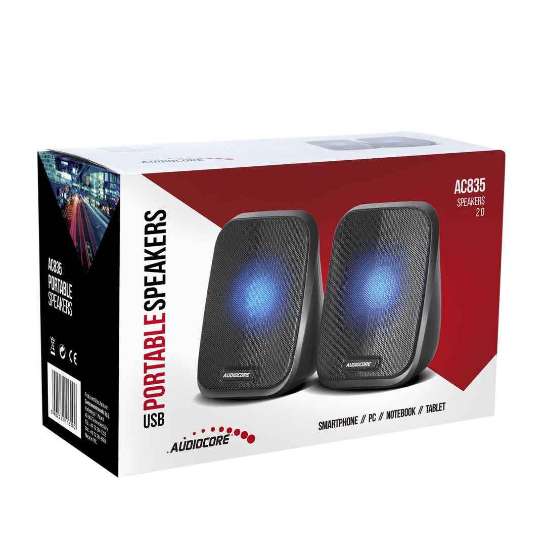 Computerhøjttalere 6W USB minijack Black Audiocore AC835 LED