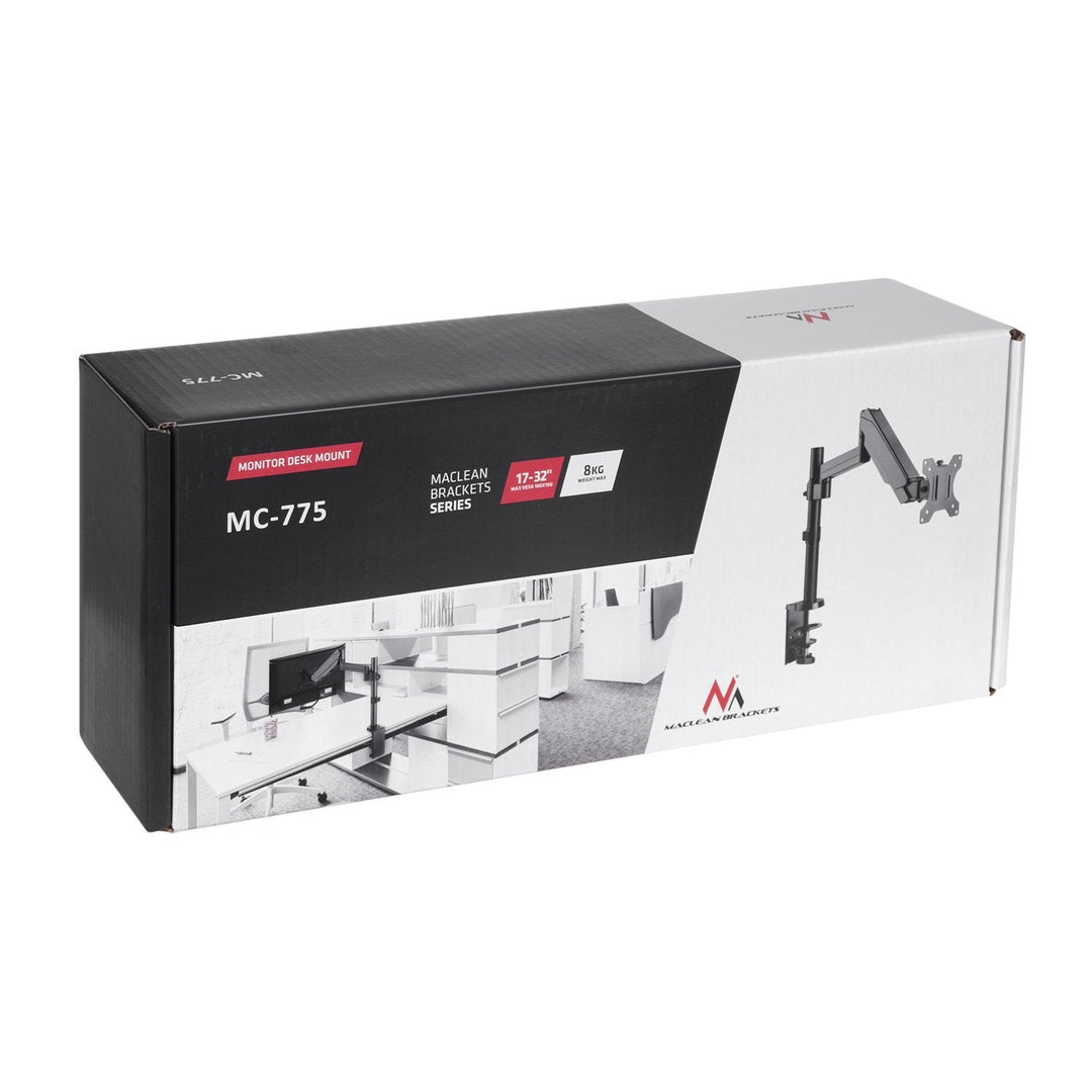 Maclean monitorholder, dobbelt arm, med gasfjeder, 17"-32", 8 kg, MC-775