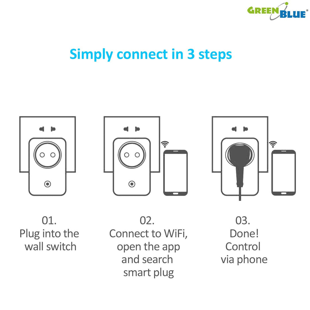Intelligent WiFi-stik GreenBlue GB155G Kan betjenes via iOS- eller Android-app