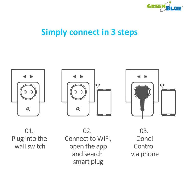 Intelligent WiFi-stik GreenBlue GB155G Kan betjenes via iOS- eller Android-app