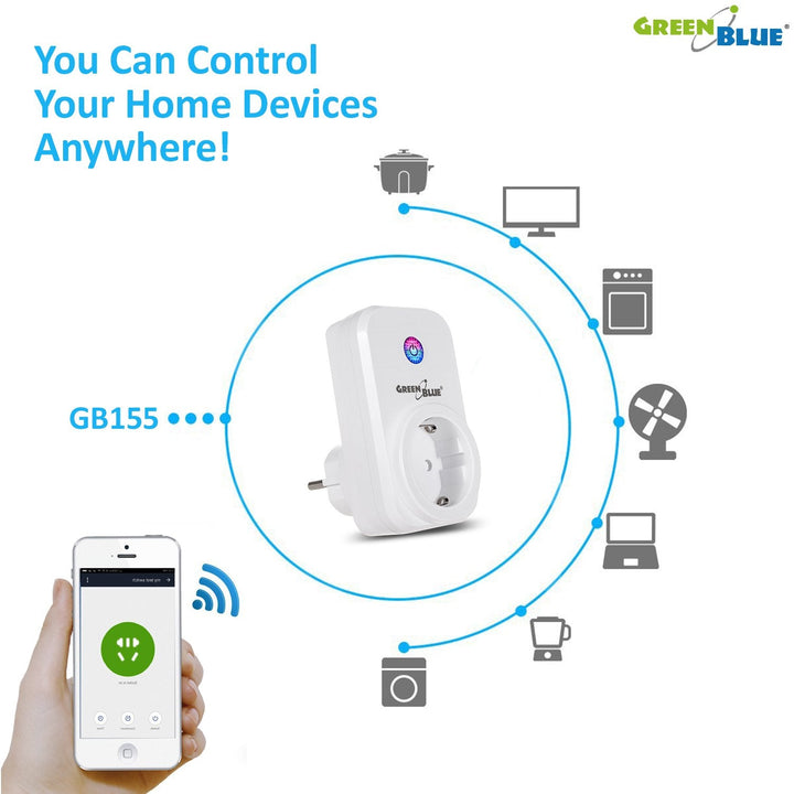 Intelligent WiFi-stik GreenBlue GB155G Kan betjenes via iOS- eller Android-app
