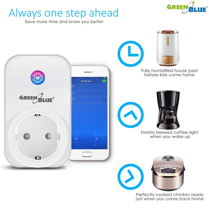 Intelligent WiFi-stik GreenBlue GB155G Kan betjenes via iOS- eller Android-app