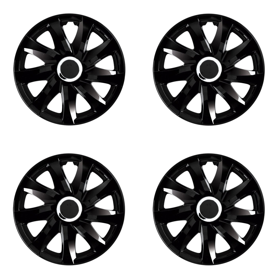 Universal hjulkapsler 16" DRIFT sort lak, trykmonterede, 4 stk.